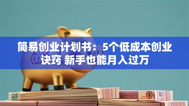 简易创业计划书：5个低成本创业诀窍 新手也能月入过万