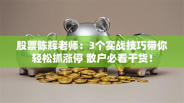 股票陈辉老师：3个实战技巧带你轻松抓涨停 散户必看干货！