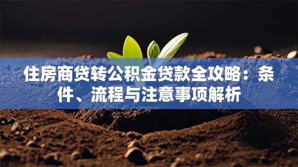 住房商贷转公积金贷款全攻略：条件、流程与注意事项解析