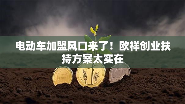 电动车加盟风口来了！欧祥创业扶持方案太实在