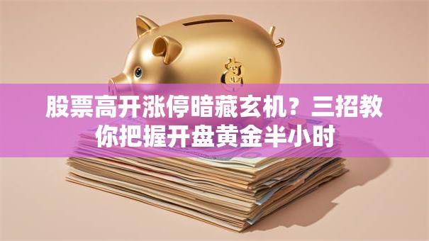 股票高开涨停暗藏玄机？三招教你把握开盘黄金半小时
