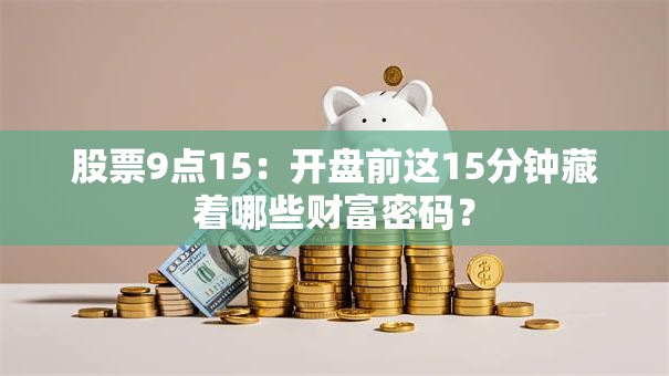股票9点15：开盘前这15分钟藏着哪些财富密码？