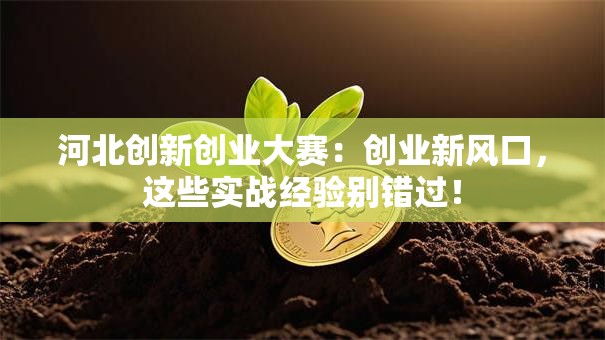 河北创新创业大赛：创业新风口，这些实战经验别错过！
