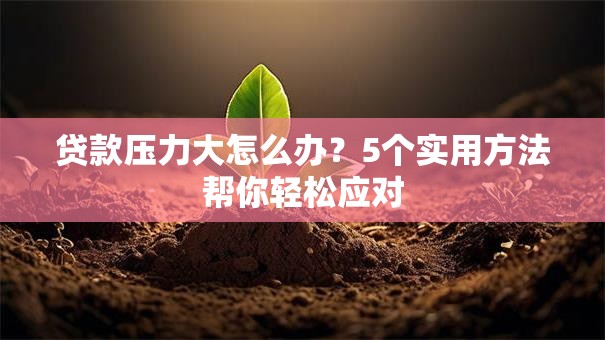 贷款压力大怎么办？5个实用方法帮你轻松应对