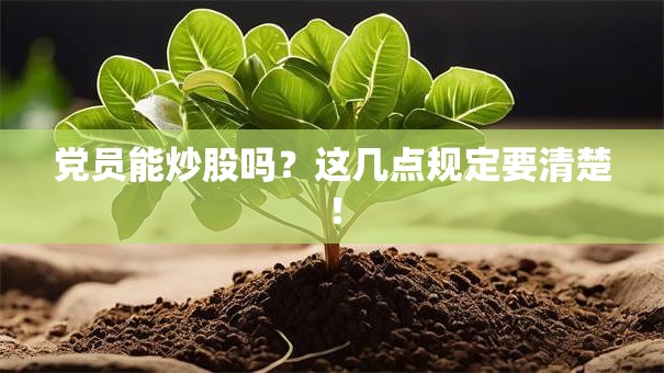 党员能炒股吗？这几点规定要清楚！
