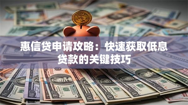 惠信贷申请攻略：快速获取低息贷款的关键技巧