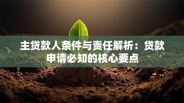 主贷款人条件与责任解析：贷款申请必知的核心要点