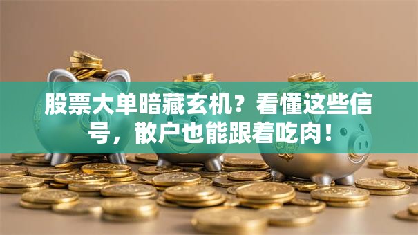 股票大单暗藏玄机？看懂这些信号，散户也能跟着吃肉！