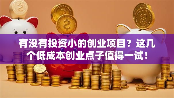 有没有投资小的创业项目？这几个低成本创业点子值得一试！