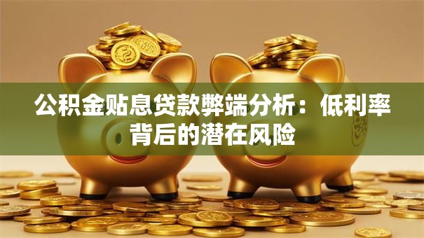公积金贴息贷款弊端分析：低利率背后的潜在风险