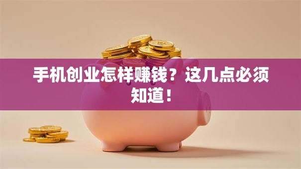 手机创业怎样赚钱？这几点必须知道！