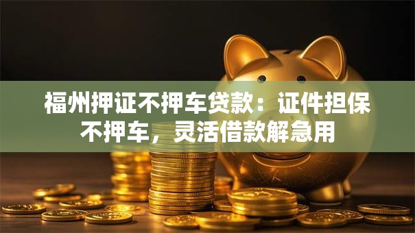 福州押证不押车贷款：证件担保不押车，灵活借款解急用