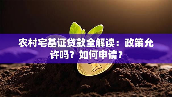 农村宅基证贷款全解读：政策允许吗？如何申请？