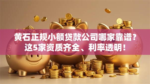 黄石正规小额贷款公司哪家靠谱？这5家资质齐全、利率透明！