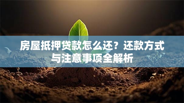 房屋抵押贷款怎么还？还款方式与注意事项全解析
