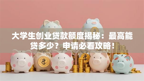 大学生创业贷款额度揭秘：最高能贷多少？申请必看攻略！