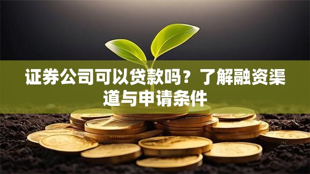 证券公司可以贷款吗？了解融资渠道与申请条件