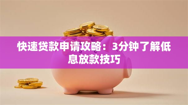 快速贷款申请攻略：3分钟了解低息放款技巧