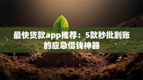 最快贷款app推荐：5款秒批到账的应急借钱神器