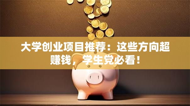 大学创业项目推荐：这些方向超赚钱，学生党必看！
