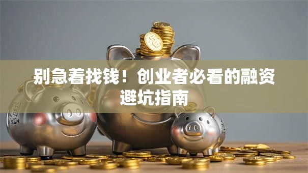 别急着找钱！创业者必看的融资避坑指南