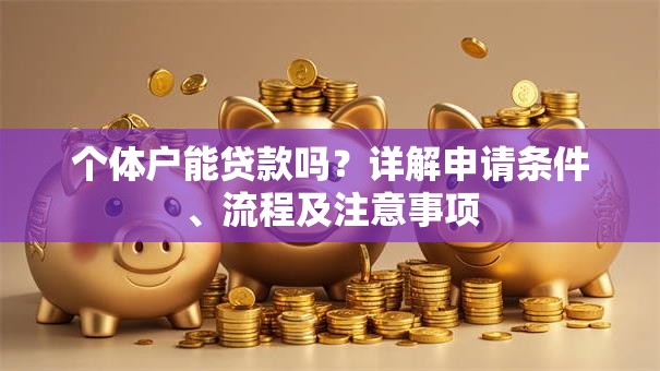 个体户能贷款吗？详解申请条件、流程及注意事项