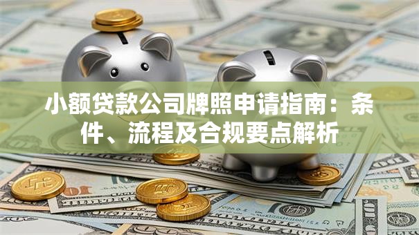 小额贷款公司牌照申请指南：条件、流程及合规要点解析