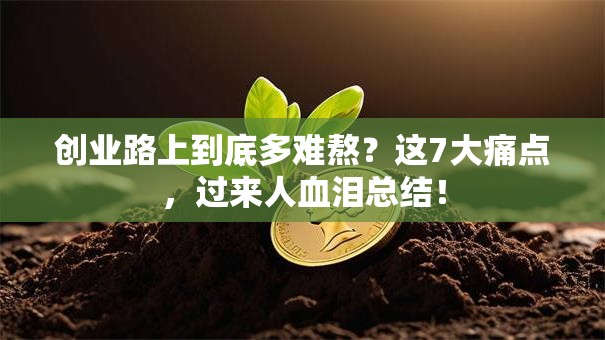 创业路上到底多难熬？这7大痛点，过来人血泪总结！