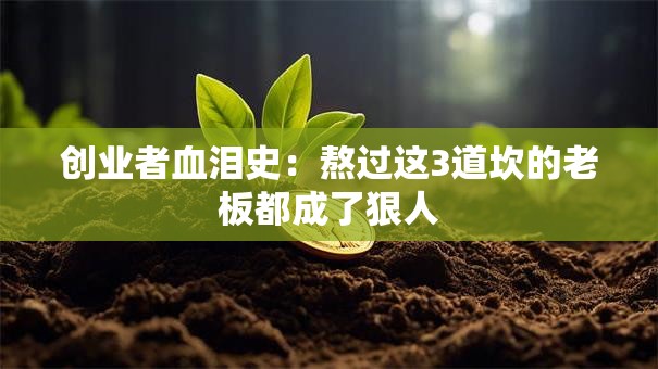 创业者血泪史：熬过这3道坎的老板都成了狠人