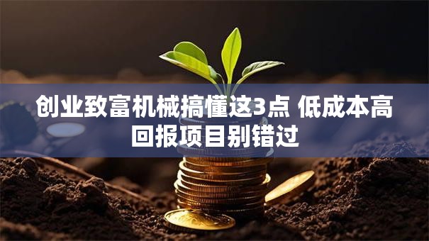 创业致富机械搞懂这3点 低成本高回报项目别错过