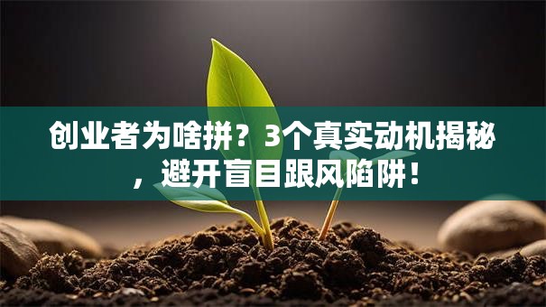 创业者为啥拼？3个真实动机揭秘，避开盲目跟风陷阱！
