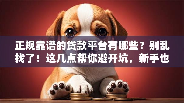 正规靠谱的贷款平台有哪些？别乱找了！这几点帮你避开坑，新手也能懂