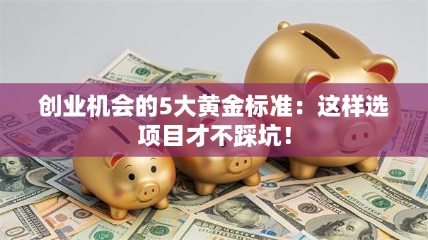 创业机会的5大黄金标准：这样选项目才不踩坑！