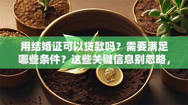 用结婚证可以贷款吗？需要满足哪些条件？这些关键信息别忽略，看完就懂！