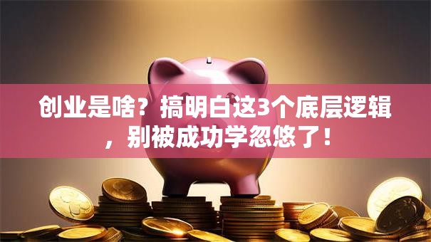 创业是啥？搞明白这3个底层逻辑，别被成功学忽悠了！
