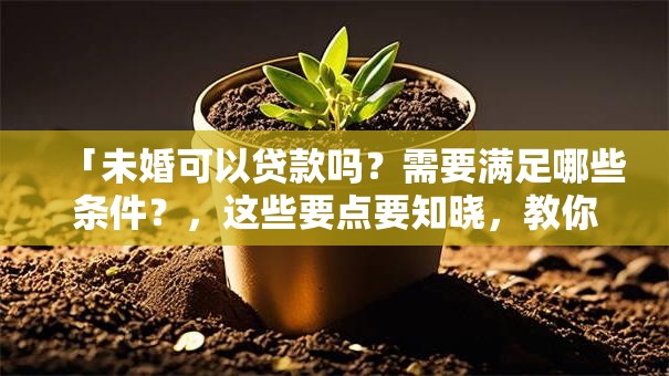 「未婚可以贷款吗？需要满足哪些条件？，这些要点要知晓，教你顺利办下贷款」