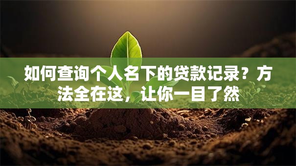 如何查询个人名下的贷款记录？方法全在这，让你一目了然