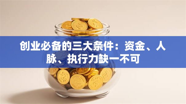 创业必备的三大条件：资金、人脉、执行力缺一不可