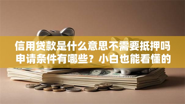 信用贷款是什么意思不需要抵押吗申请条件有哪些？小白也能看懂的详细解答