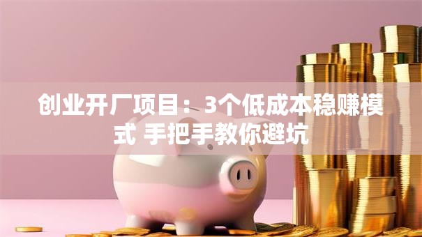 创业开厂项目：3个低成本稳赚模式 手把手教你避坑