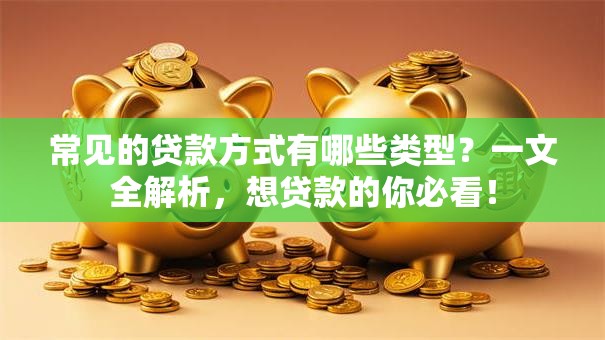 常见的贷款方式有哪些类型？一文全解析，想贷款的你必看！