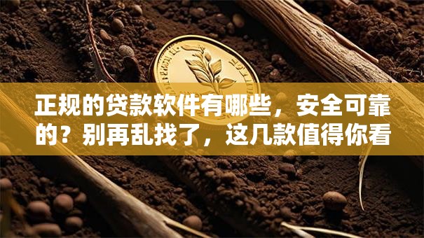 正规的贷款软件有哪些，安全可靠的？别再乱找了，这几款值得你看看！