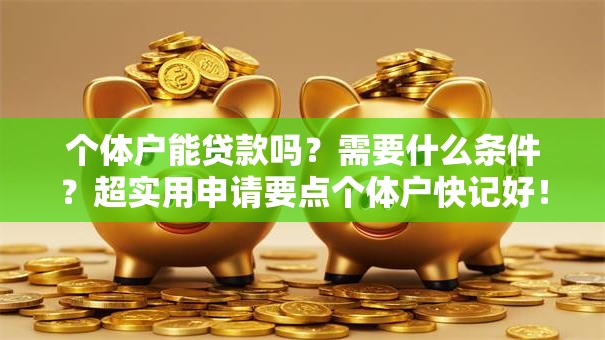 个体户能贷款吗？需要什么条件？超实用申请要点个体户快记好！