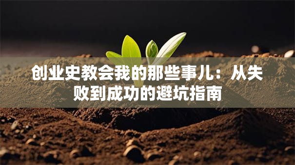 创业史教会我的那些事儿：从失败到成功的避坑指南