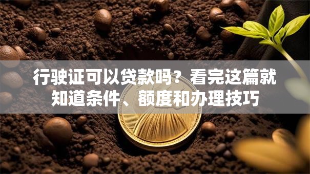 行驶证可以贷款吗？看完这篇就知道条件、额度和办理技巧