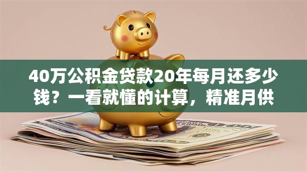 40万公积金贷款20年每月还多少钱？一看就懂的计算，精准月供数字在这