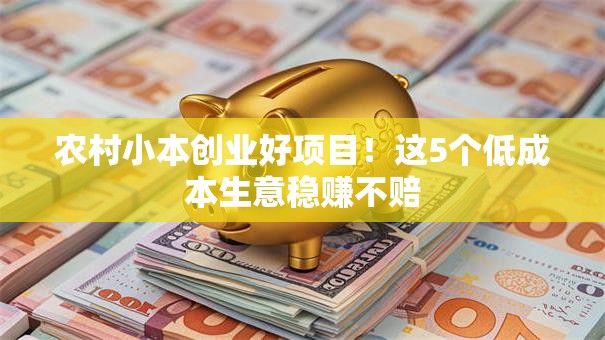 农村小本创业好项目！这5个低成本生意稳赚不赔