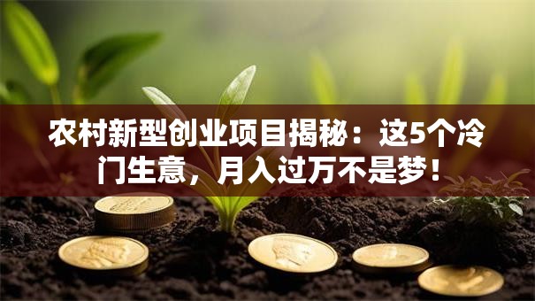 农村新型创业项目揭秘：这5个冷门生意，月入过万不是梦！