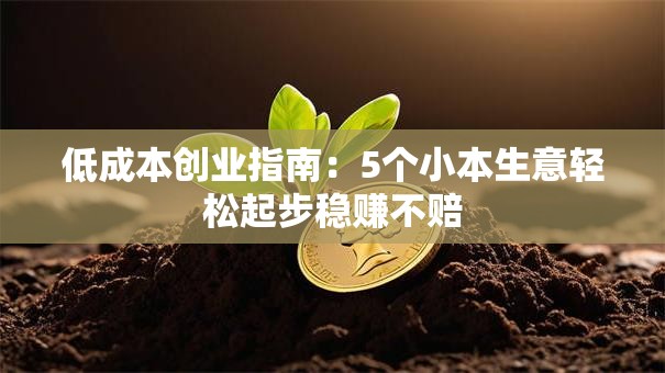 低成本创业指南：5个小本生意轻松起步稳赚不赔