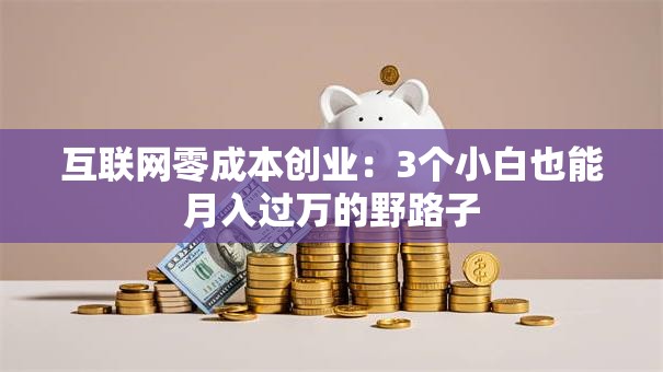 互联网零成本创业：3个小白也能月入过万的野路子